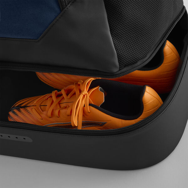 QS285 Pro Team Small Hardbase Holdall - Navy - Black (Zippered Base Compartment Detail Shot)